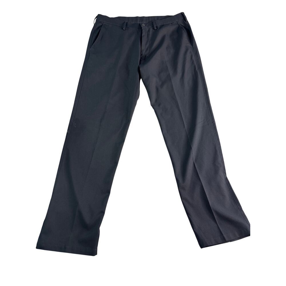 Haggar H26 Black Dress Pants Mens 36x32 Flat Front Career Stretch - Picture 1 of 8